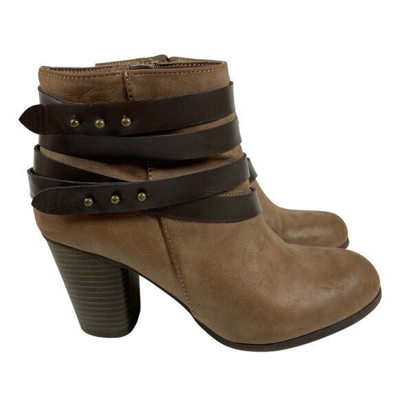 Madden Gil Boots Deluxxe Brown Strappy Ankle Booties Size 7.5 - Picture 1 of 9